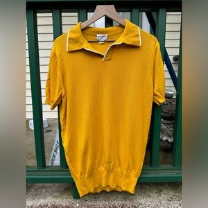 Spier & Mackay Knit Cotton Polo in Mustard Yellow Size Large